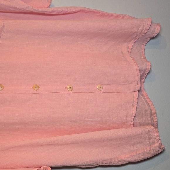 Flax By Jeanne Engelhart Linen Short Sleeved Button Down Shirt NWOT - Picture 4 of 11